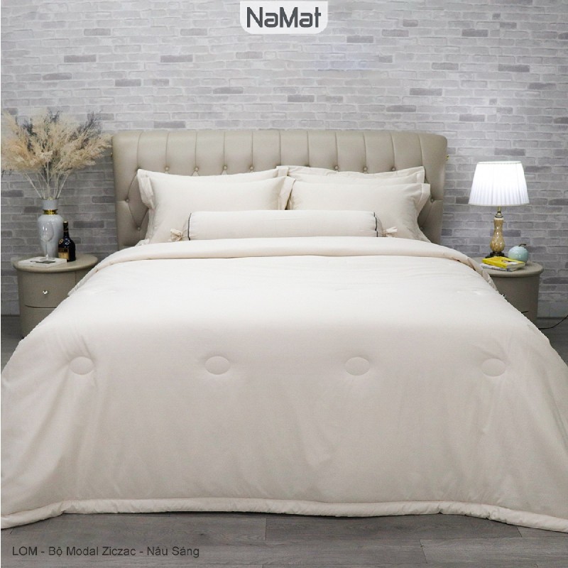 Modal Ziczac  - Bộ Chăn Ga Bọc Chần 4 Món Đa năng (4 mùa) - LOM
